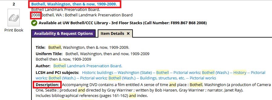 screenshot of item details