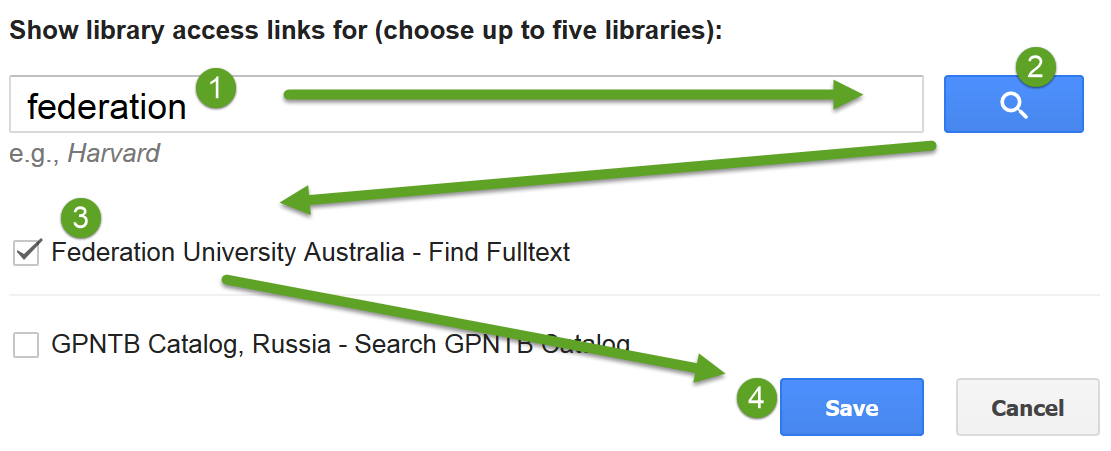screenshot showing results of search for word federation qand indicating Save button