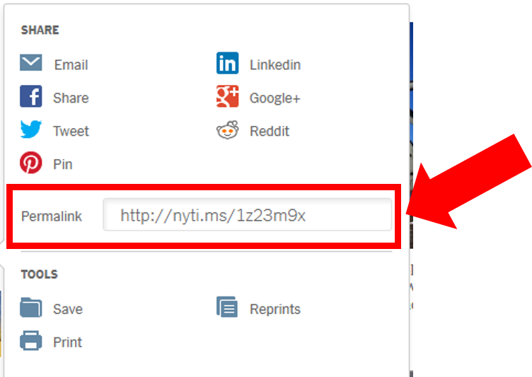 Where to find an article permalink on NYTimes.com