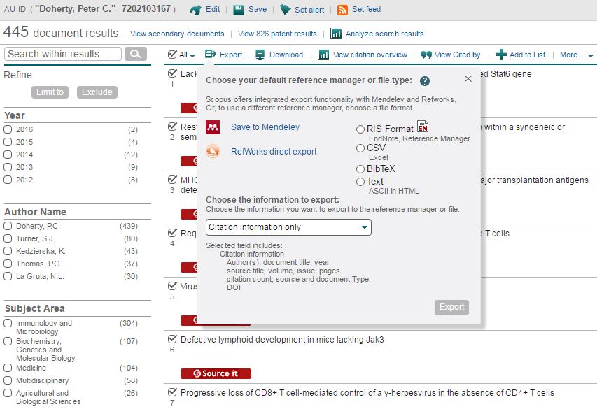 Scopus export
