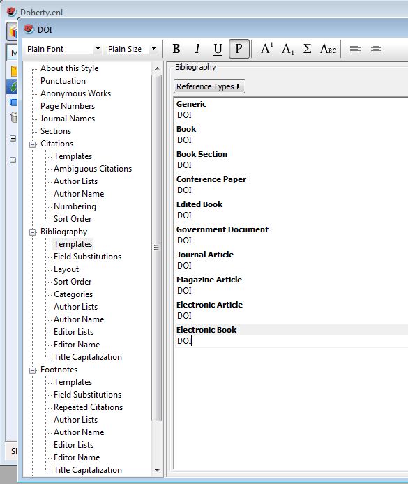 New EndNote output style