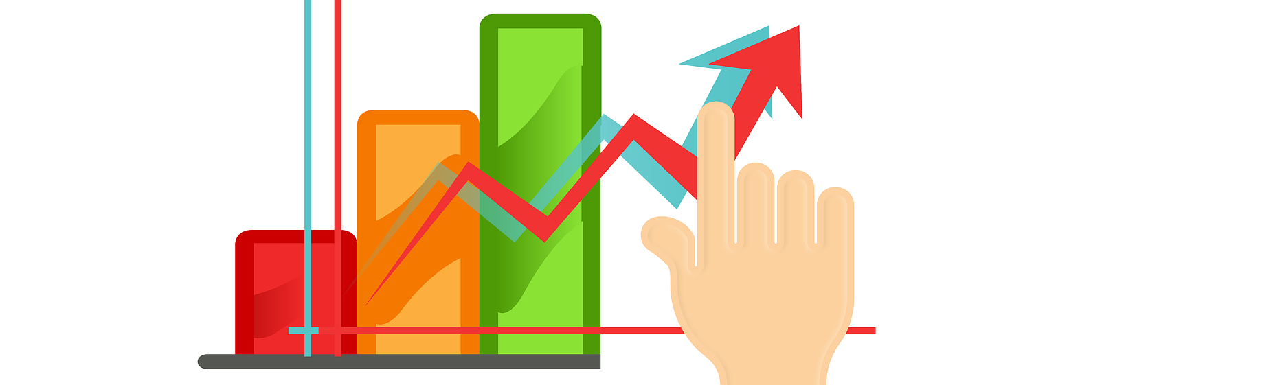 Graphic of upward trending graphs