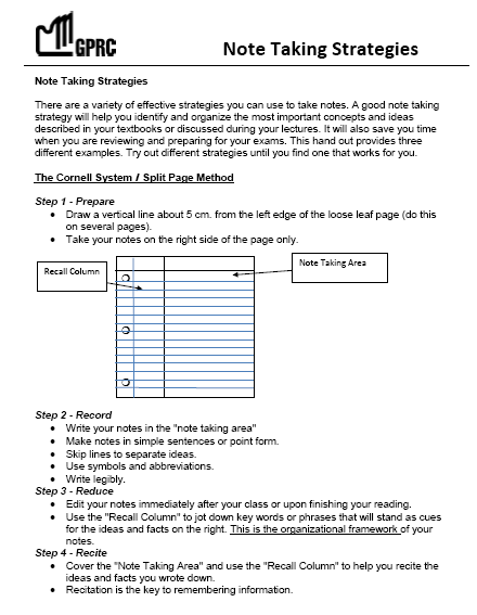 Home - Study Skills - GPRC Library at Grande Prairie Regional College