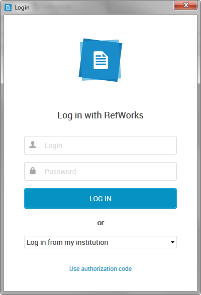 RefWorks login screen