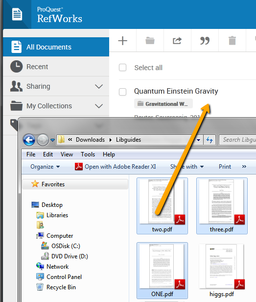 Adding reference by uploading documents