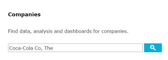 Entering Coca-Cola Co, The into the company search box.