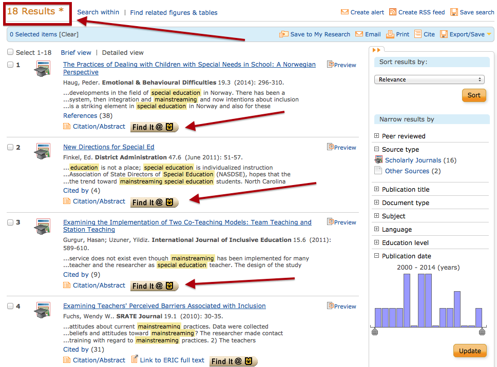 Databases ERIC Library Resources for Special Education Students
