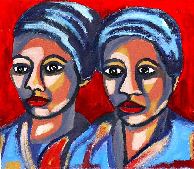 Portrait of two black women in turbans