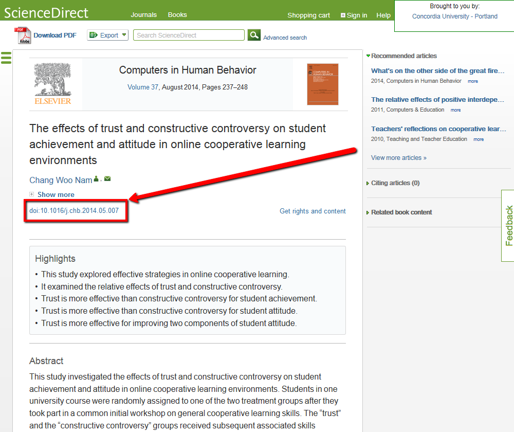 ScienceDirect Finding Using Permalinks LibGuides At Adelphi 