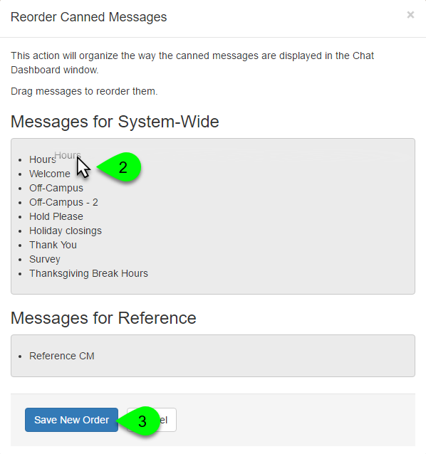 Create and manage system canned messages for LibChat Help Center