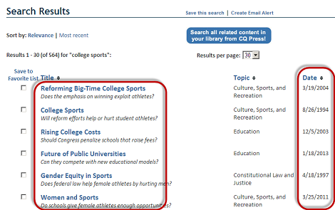 CQ Researcher search results