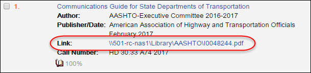 Screen capture of an EOS record with a link that is a "path."