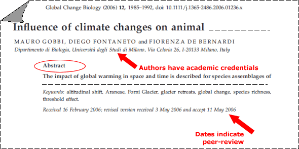 snapshot of the first page of a scholarly article showing the title, authors and academic credentials, and peer-review dates.