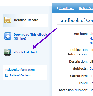 Image showing "eBook Full Text" link location