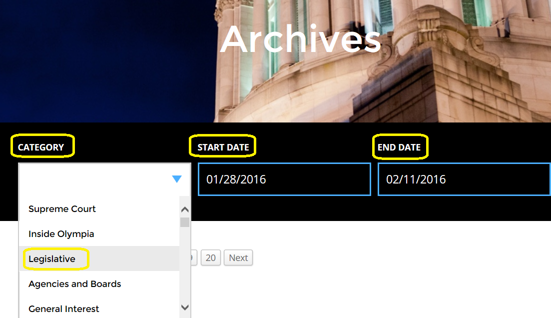 TVW Category and Dates