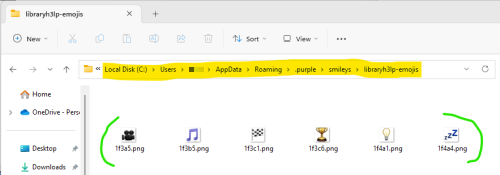 Pidgin emoji folder hierarchy in Windows Explorer