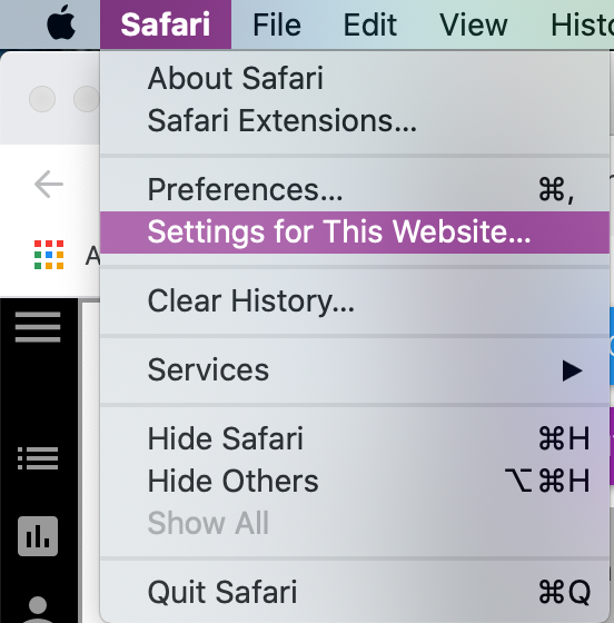 Safari - Settings for this website