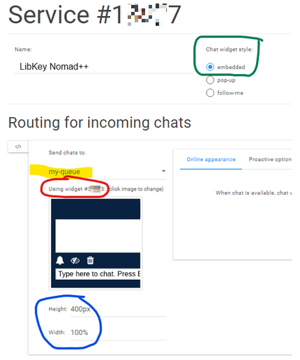 configuring embedded chat snippet