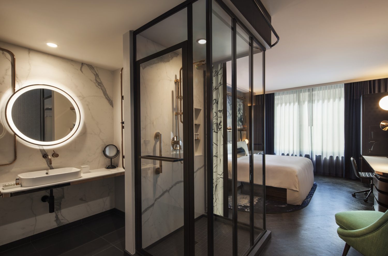 Hotel EMC2 Guest Room - Michael Kleinberg Photography 