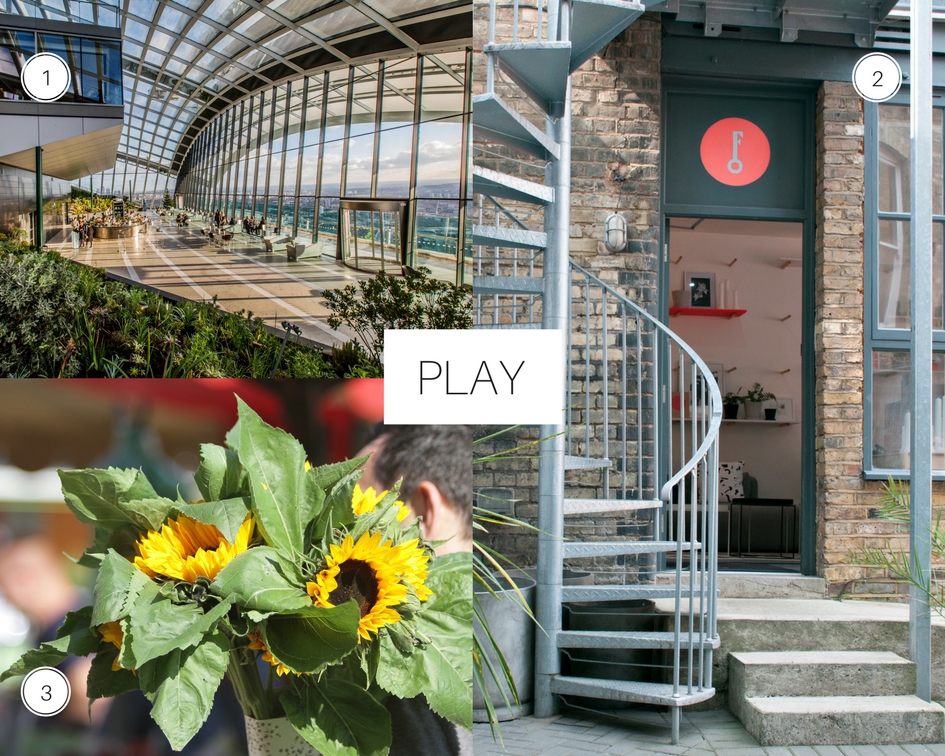 City Guide London 1. Sky Garden 2. Future and Found 3. Queen's Park Farmer's Market