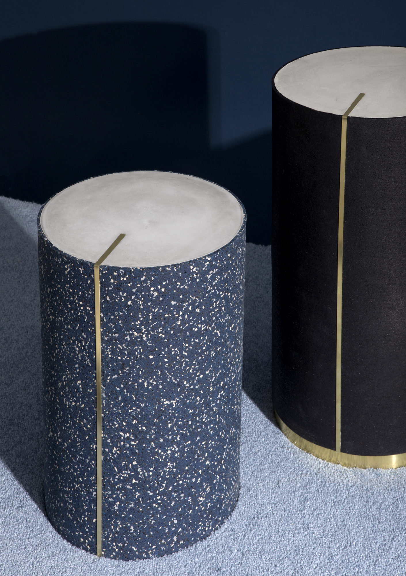 Rubber CYL in Speckled Royal; Rubber CYL II in Pure Black