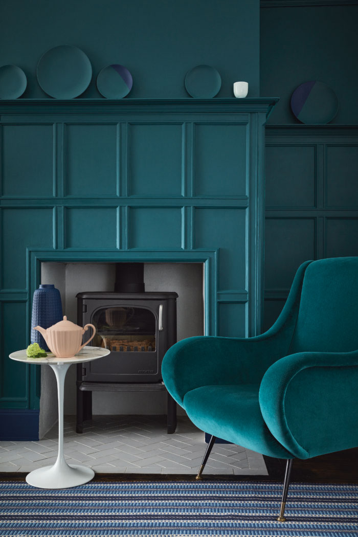 Little Greene - Mid Azure Green Living Room