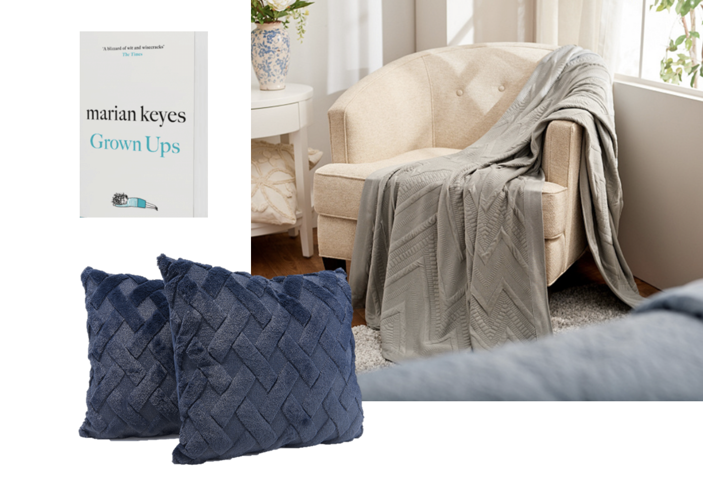 Life-Styled by Stacy Garcia_2020 Mother's Day Gift Guide_Stay by Stacy Garcia S/2 20" x 20" Quilted Faux Fur Pillows and Stay by Stacy Garcia Chevron Puffy Knit Throw Blanket