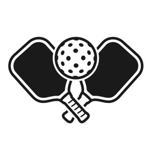 Crossed Pickleball Racket and Ball Icons In Glyph Style, Two Variants
