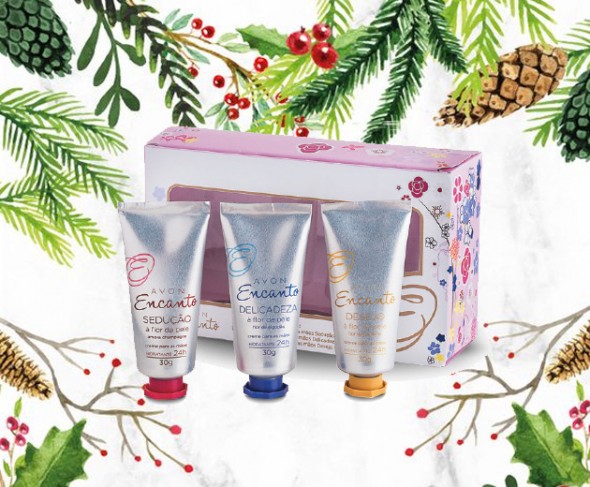 Kit de minicremes pra mãos da Avon, com 3 fragrâncias diferentes (R$ 36,46) 121016-kit-avonr