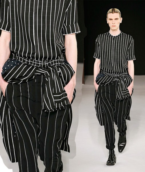 O look todo estampado? Pode sim! Na Haider Ackermann, a listra vem na parte de cima e de baixo, variando o intervalo 040717-listra-masculino-hackermann-2