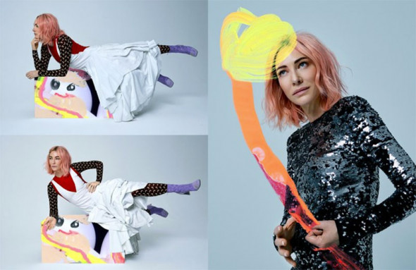 A artista holandesa Viviane Sassen fez interferências com tinta nas fotos 50918-cate-blanchett-w-10