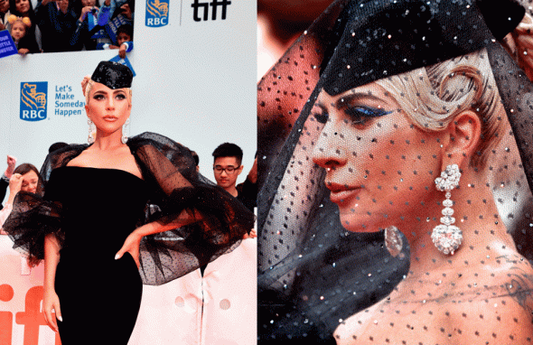 Lady Gaga trabalhada no glamour em uma das pré-estreias do filme 270918-gaga-destaque