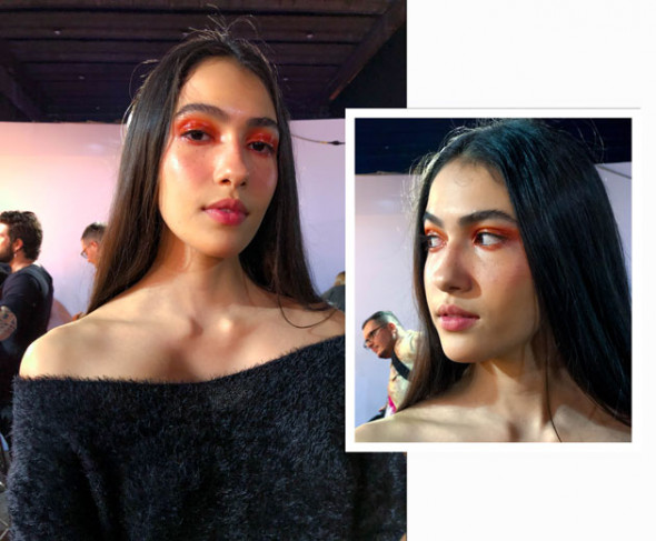 Na beleza da Bobstore, Daniel Hernandez apostou no visual queimadinho de sol e olho avermelhado glossy 251018-backstage-bobstore-6