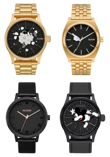 A marca de acessórios Nixon lançou cinco modelos diferentes de relógio. Os preços variam entre US$ 75 e US$ 225 (aprox. R$ 300 e R$ 900) 161018-mickey-comemora-90-anos-pelo-mundo-04