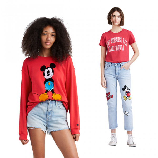 Levi’s inovou e também fez colab com Mickey, lançando sua coleção primavera-verão 2018 com peças que representam o presente, passado e futuro dos dois de forma moderna e descontraída 161018-mickey-comemora-90-anos-pelo-mundo-04