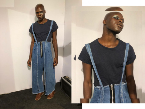 Africano, Loïc Koutana, @lhommestatue, chamou atenção no SPFW. O modelo tem 24 anos, muito estilo e se define como um camaleão pra se adaptar a todos os ambientes que sua profissão o leva 291018-diversidade-no-spfw-08