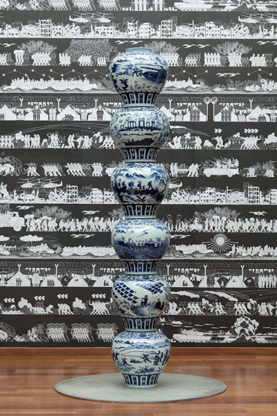11118-ai-weiwei-Stacked-Porcelain-Vases-as-a-Pillar-2017