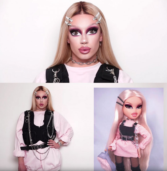 O James Charles, que sempre arrasa nos makes, participou do desafio! 140319-bratz-make-jamescharles