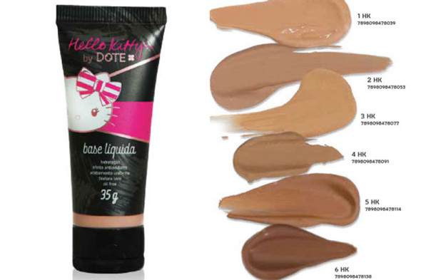 A base líquida promete um efeito antioxidante. Sem óleo e com textura leve, está disponível em 6 tons. Preço médio: R$ 15 090419-hello-kitty-base-tons-certa