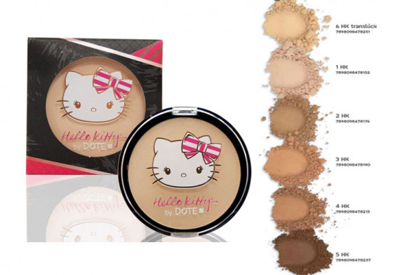 O pó compacto tem acabamento mate e textura aveludada, também disponível em 6 cores de pele! Preço médio: R$ 9 090419-hello-kitty-po-tons-certo