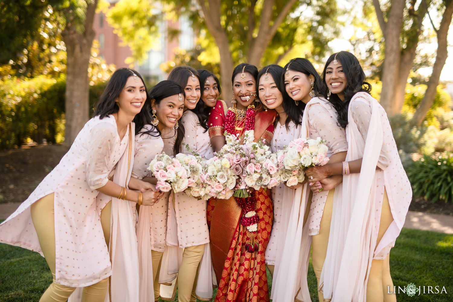 Bridal Party Four Seasons Westlake Village Indian Wedding