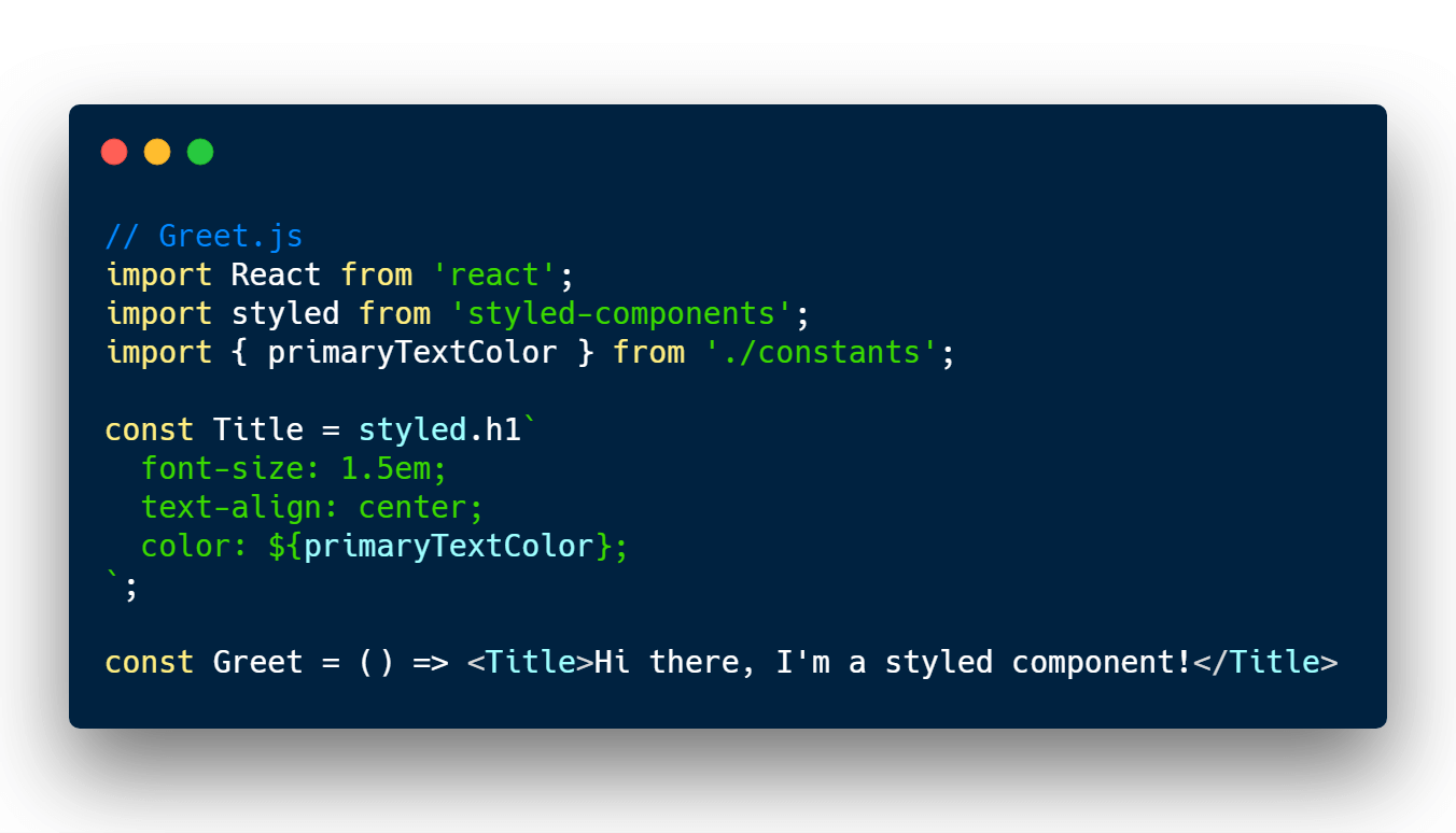 Using JavaScript CSS constant in styled components and React