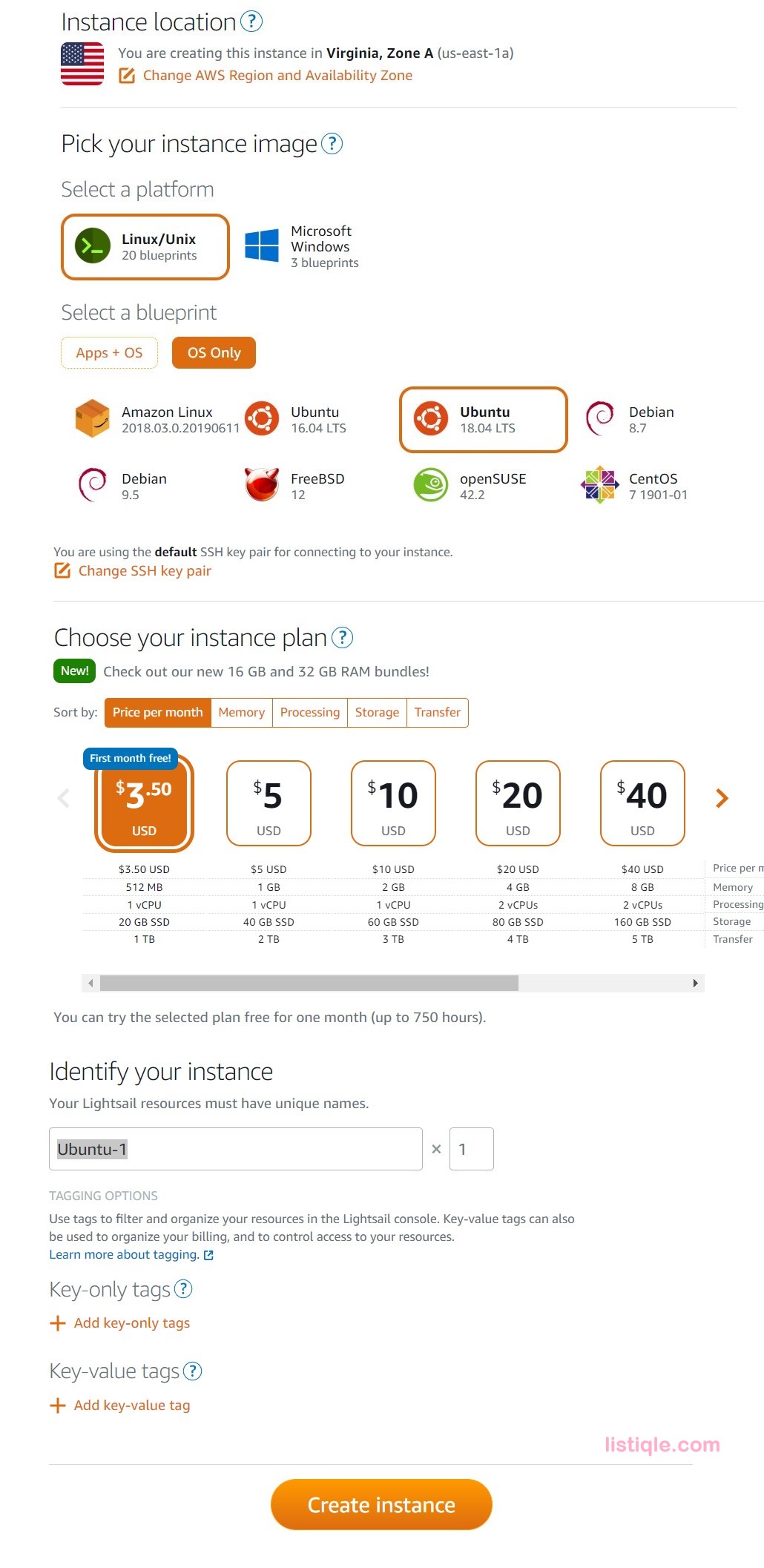 Create Linux(Ubuntu) Instance in Amazon AWS Lightsail Create Linux(Ubuntu) Instance in Amazon AWS Lightsail