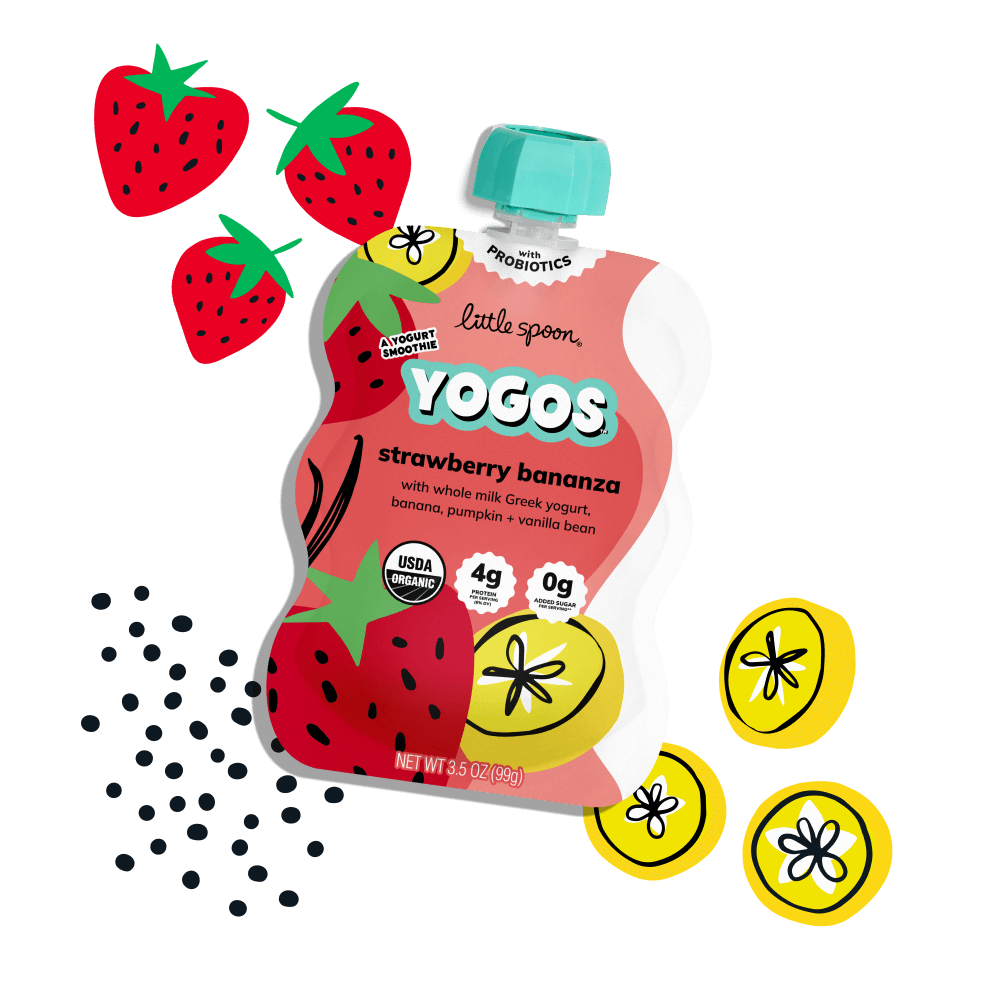 Package of Strawberry Bananza Yogo.