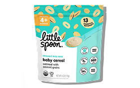 A bag of Little Spoon Organic Oatmeal Baby Cereal.