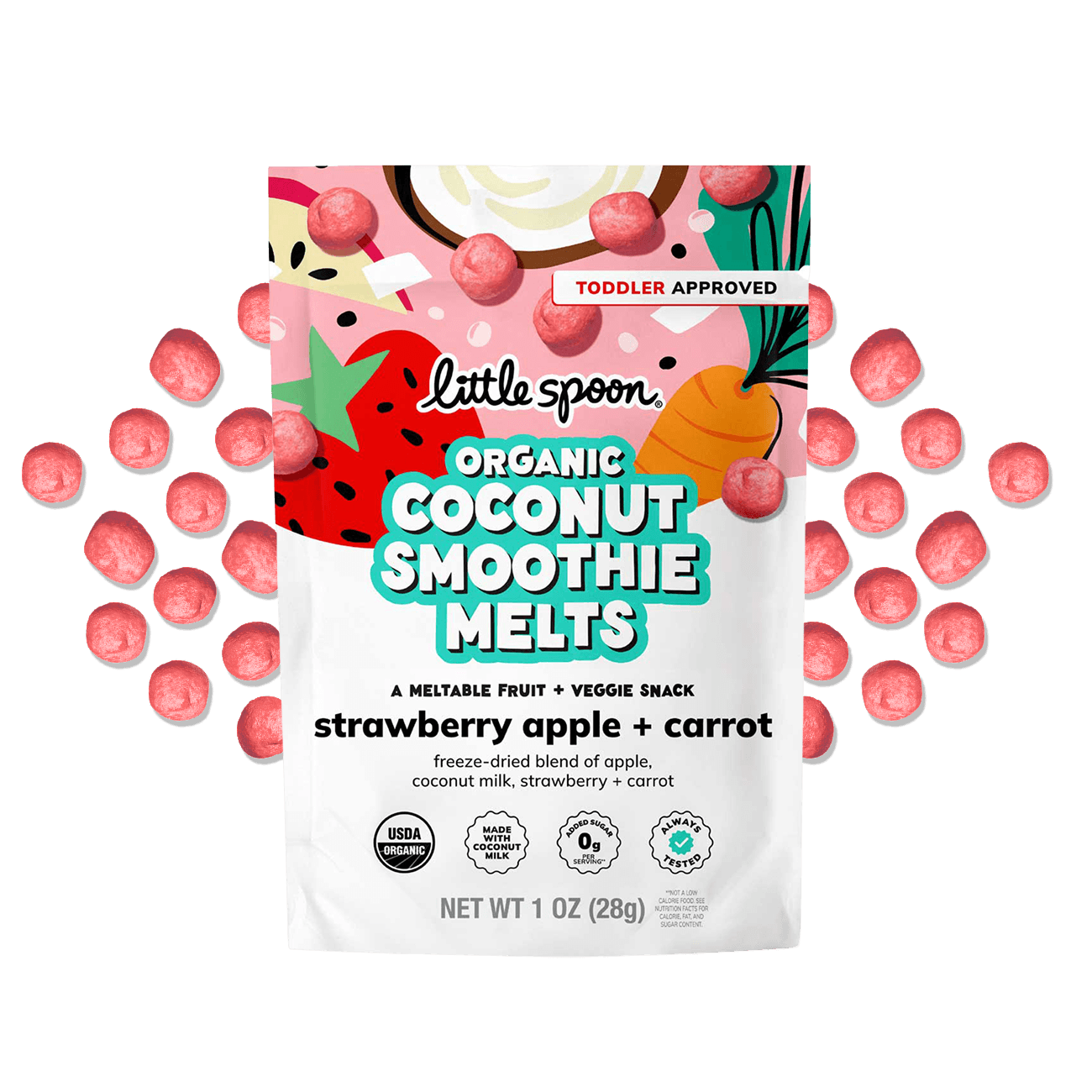 Snack of Strawberry Apple + Carrot Coconut Smoothie Melts