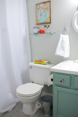 small bathroom makeover reveal benjamin moore moonshine katie daisy olympic footpath target threshold