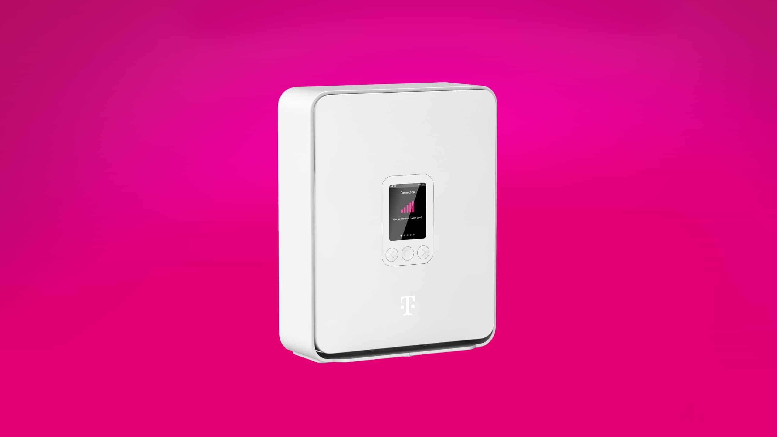 Side view of a 4th generation T-Mobile 5G Gateway router.