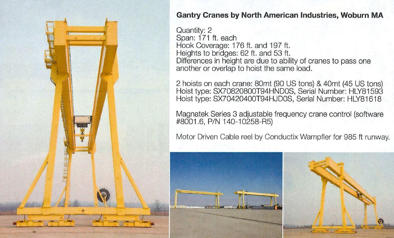 For Sale 80/40 TON X 195' X 59' LIFT NORTH AMERICAN IND DOUBLE LEG