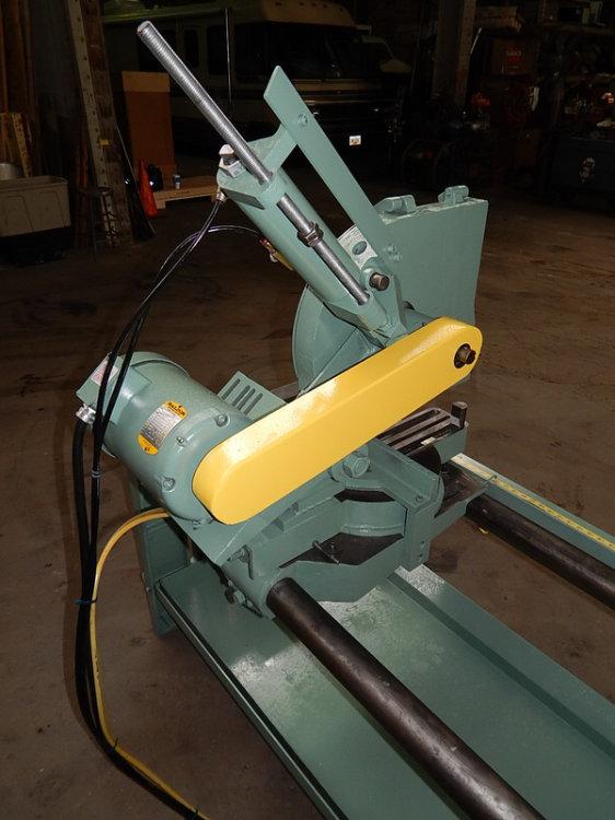 For Sale USED PISTORIUS NON FERROUS ADJUSTABLE WIDTH DUAL HEAD MITER SAW, Model DC16A, Stock